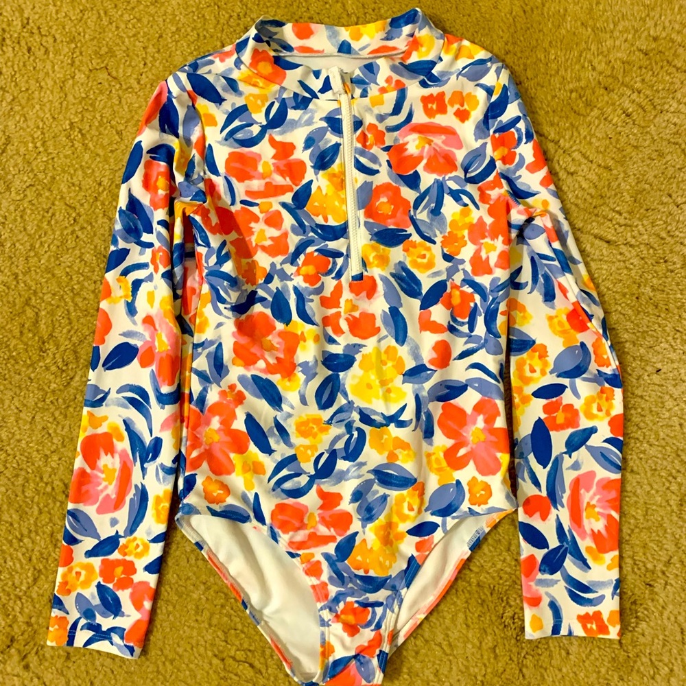 Carters size 14 one piece rashguard long sleeve bathing suit